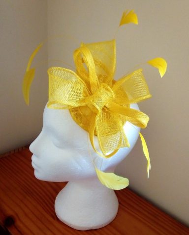 Wedding Occasion Hat Fascinator Yellow Flower Feathers