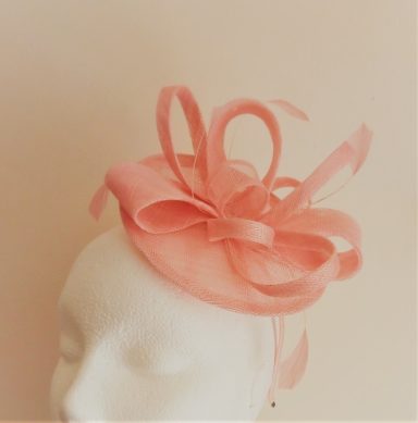 Occasion wedding pink disc fascinator hairband bow flower feather
