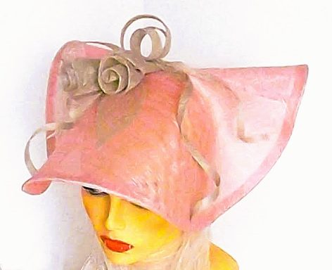 Wedding occasion pink grey hat roses ribbons