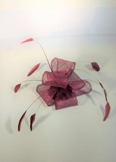 Wedding occasion burgundy flower fascinator coque feathers