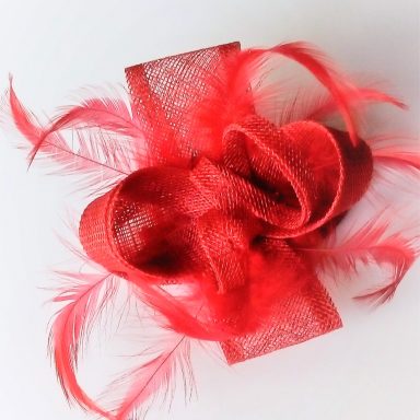 Occasion wedding guest races fascinator red scroll cross feathers