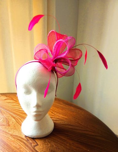Weddiing occasion fascinator fuschia pink cerise flower hairband