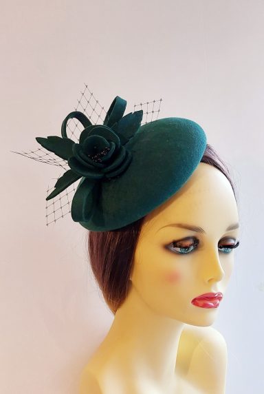 Occasion wedding womens felt beret pillbox hat flower veiling 
