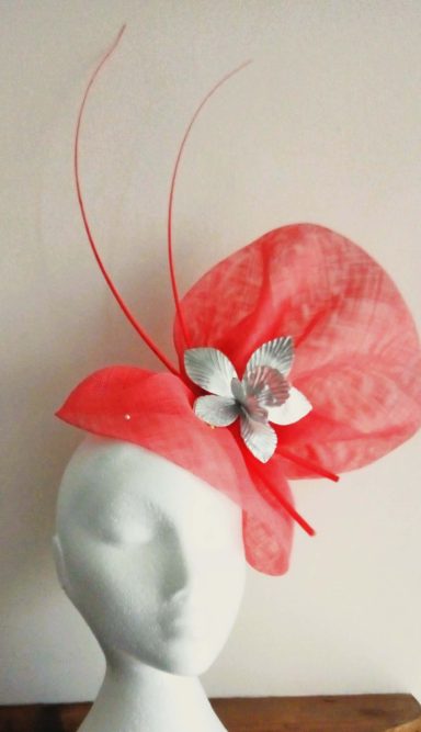Occasion coral clam shell silver orchid quills