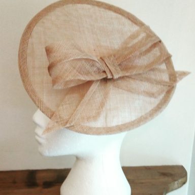 Wedding occasion party latte disc fascinator hat latte brown 